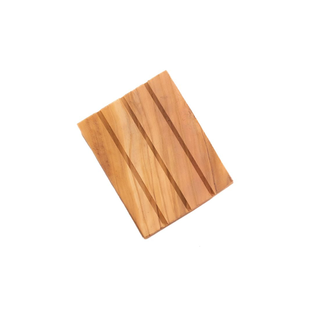 Olive Wood Soap Dish - Grooved